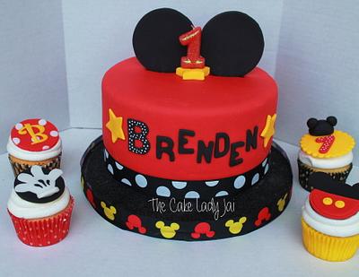 Mickey Mouse Inspired cake and Cupcakes - Cake by Jai Mobley