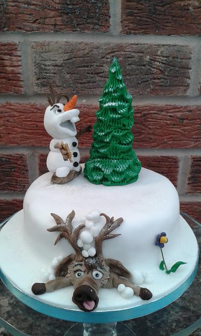 My Frozen themed family Christmas cake and cookies 2014 - Cake by Karen's Kakery