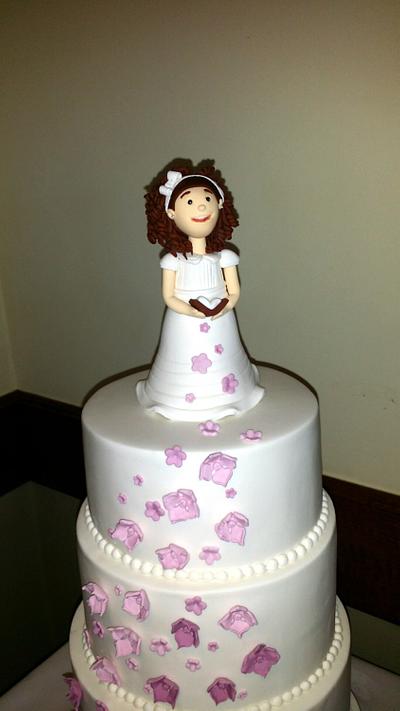 communion cake with doll - Cake by Dulce Victoria
