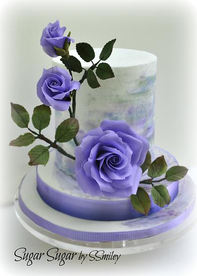 Water Color & Roses - Cake by Sandra Smiley