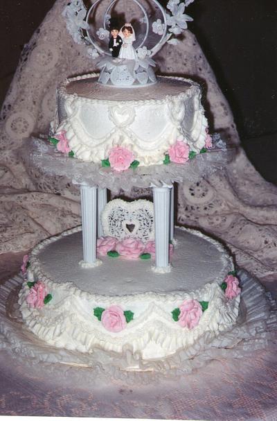 Pink Roses Wedding Cake - Cake by Julia 