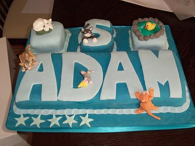 Name cake, cats, mouse and duck! - Cake by Helen