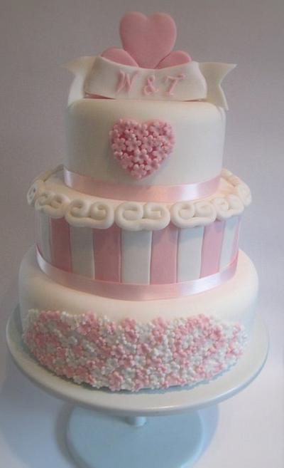 candy stripes and flowers wedding cake - Cake by kelly
