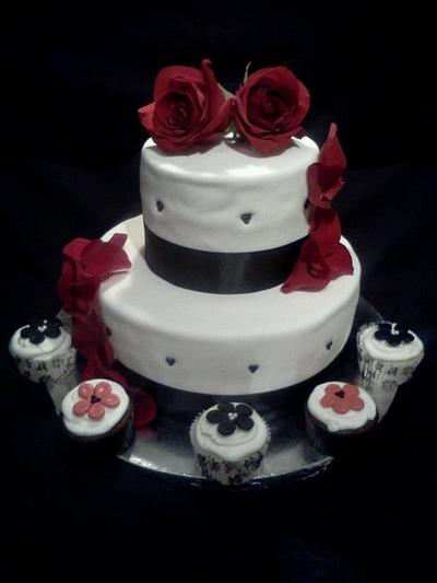 Black, red and white Wedding Cake - Cake by Amanda