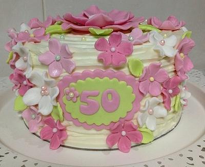 Flowery 50th - Cake by CakesbyCorrina