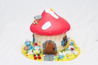 Smurf house  - Cake by Kajulacakes