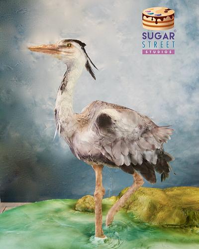 Grey Heron - Cake by Sugar Street Studios by Zoe Burmester