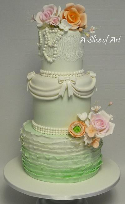 Ombre mint green Wedding Cake - Cake by A Slice of Art