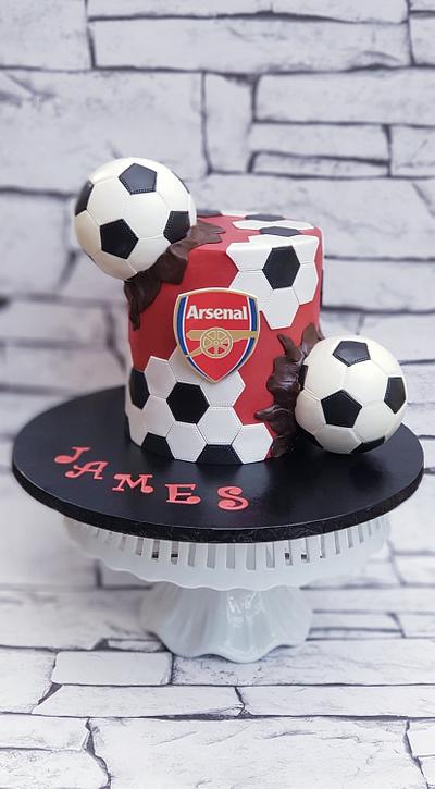 A football/soccer themed cake  - Cake by Lynette Brandl