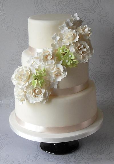 Rose & Hydrangea Cascade - Cake by Sugar Ruffles