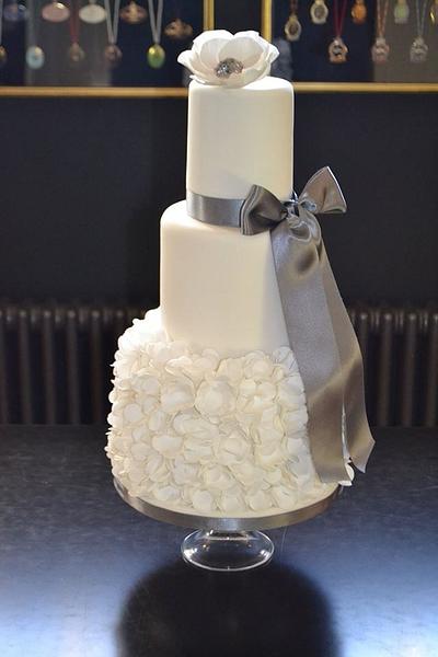Pewter petal ruffles wedding cake - Cake by DottyRose