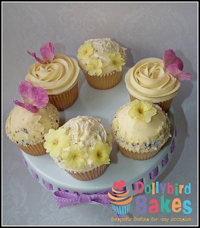 crystallized flower cupcakes  - Cake by Dollybird Bakes