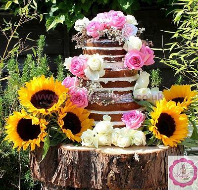 3 Tier Naked Wedding Cake - Cake by InsanelyCakes