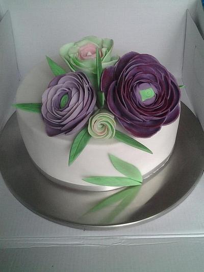 Ranunculus small wedding cake - Cake by Manuela's Cake Art Studio