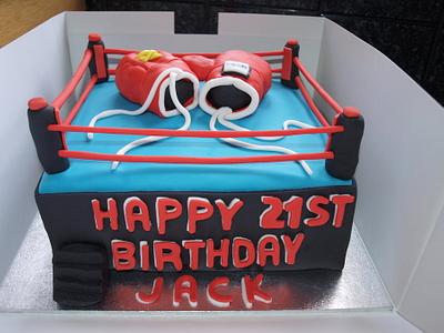 Boxing ring with gloves - Cake by Deb-beesdelights