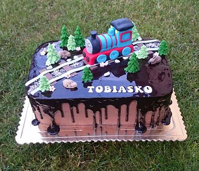 Chocolate cake with Thomas The Train  - Cake by AndyCake