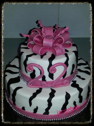 zebra print cake with bow - Cake by jac  gebak
