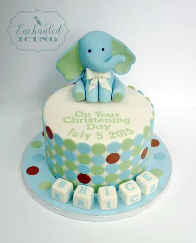 Elephant christening cake - Cake by Enchanted Icing