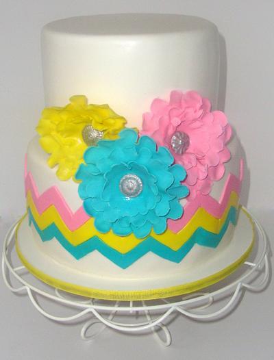 Spring Chevron Flowers Cake - Cake by FLSugarRush