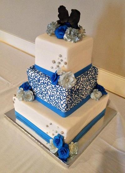 Blue and silver wedding cake - Cake by Chrissa's Cakes