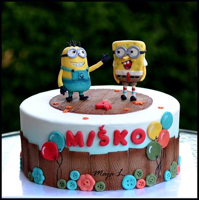 Minion & Spongebob - Cake by majalaska