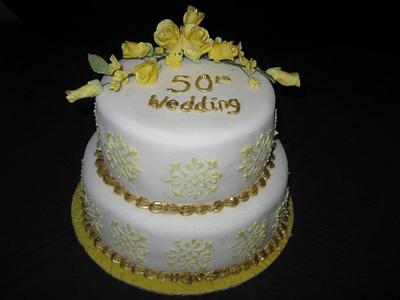 Golden Wedding Anniversary - Cake by Jo