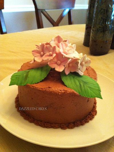 Chocolate cake with gum paste hydrangeas - Cake by Memona Khalid