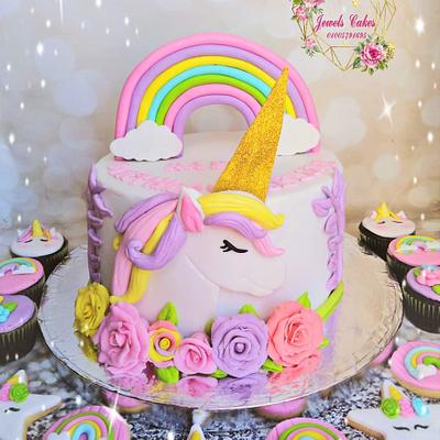 Unicorn flowery cake - Cake by JewelsCakessss