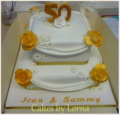 Golden Wedding Anniversary Cake - Cake by Cakes by Lorna