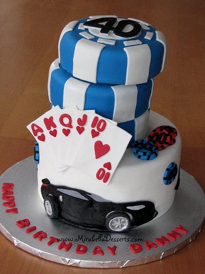 Sportscar and poker-themed birthday cake - Cake by Mira - Mirabella Desserts