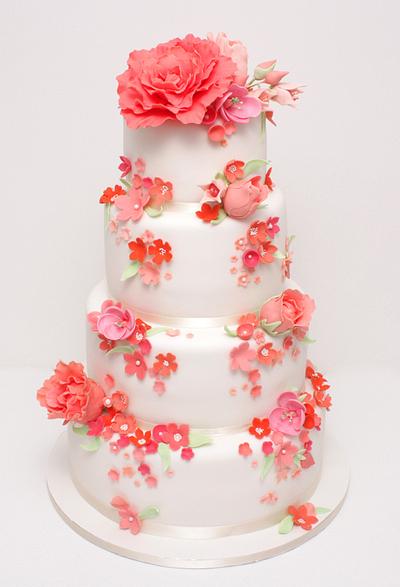 Floral wedding cake  - Cake by Sharon, Sadie May Cakes 