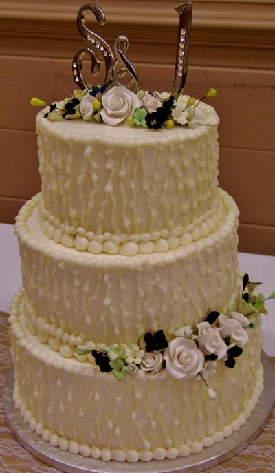 Rain buttercream wedding cake w/ gumpaste flowers - Cake by Nancys Fancys Cakes & Catering (Nancy Goolsby)