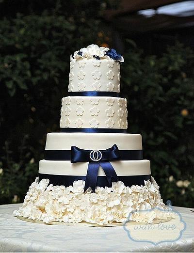 Midnight Blue and Cream - Cake by WithLoveBaking