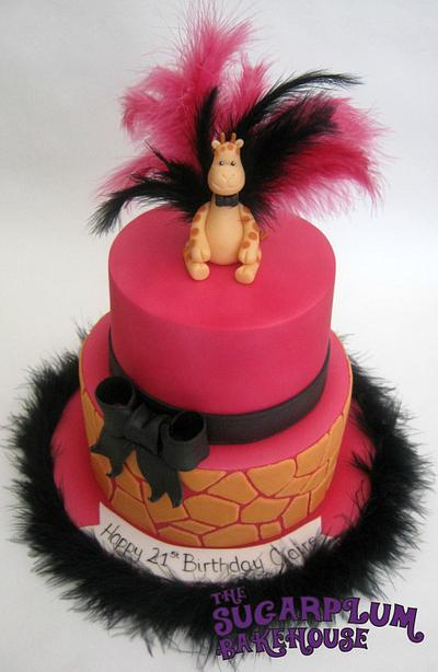 2 Tier Glam Hot Pink Giraffe Birthday Cake - Cake by Sam Harrison