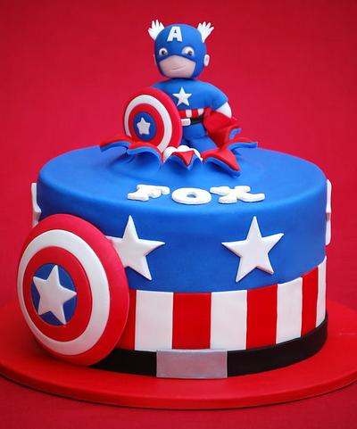 Captain America Cake and Cookies - Cake by Lesley Wright