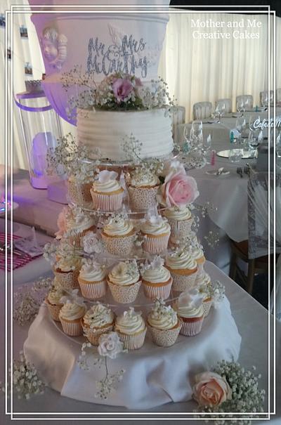 Cupcake wedding tower  - Cake by Mother and Me Creative Cakes