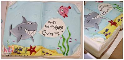 Smiley shark book cake - Cake by Wildberry Cake Studio