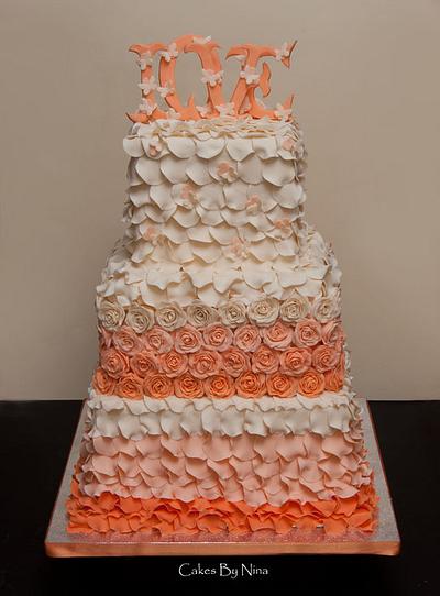 Petals and Rose Fall Wedding Cake - Cake by Cakes by Nina Camberley