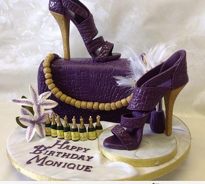 Purple and Gold Glitter Shoe Cake - Cake by Designerart Cakes
