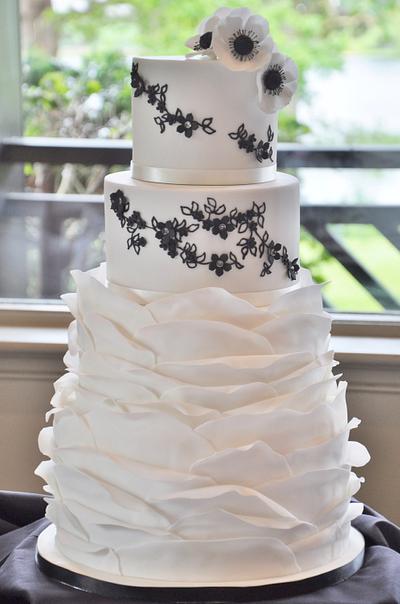Black, white & ruffles wedding cake - Cake by Mrs Robinson's Cakes