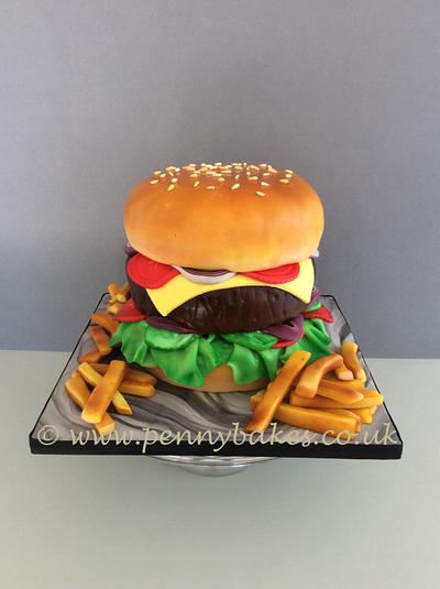 Mega burger cake!! - Cake by Popsue