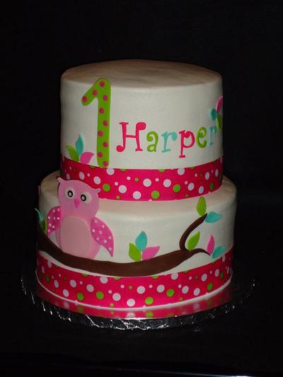 Owl 1st Birthday - Cake by Kim Leatherwood