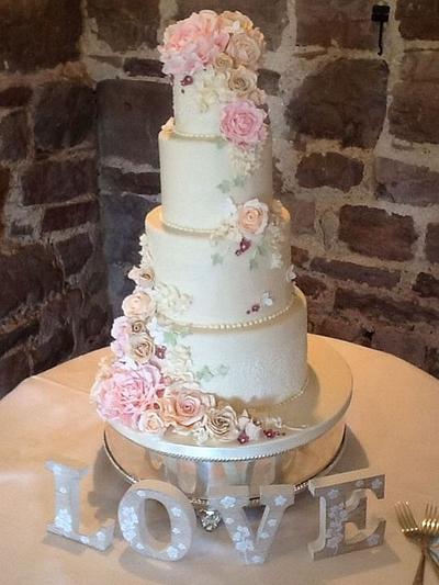 Tickety Boo - Pastel sugar flowers wedding cake - Cake by Tickety Boo Cakes