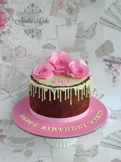 Pink roses drip cake - Cake by Aurelia's Cake