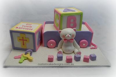Toy Cart Baptism Cake - Cake by Custom Cake Designs