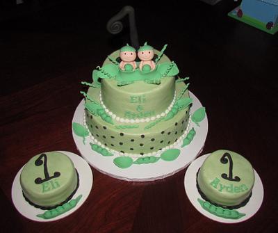 Two Peas in a Pod First Birthday Cake for Twins - Cake by Jaybugs_Sweet_Shop