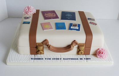 Bon Voyage to Ohio suitcase luggage cake - Cake by Angel Cake Design