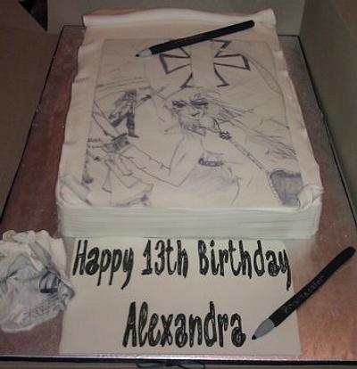 Sketch pad cake with drawing pencils and crumpled piece of paper - Cake by Cakery Creation Liz Huber