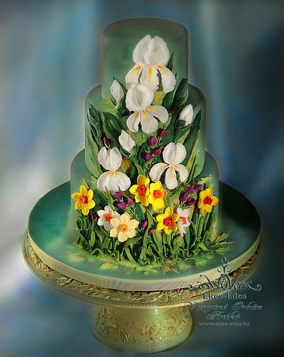 Royal icing Irises - Cake by Aniko Vargane Orban