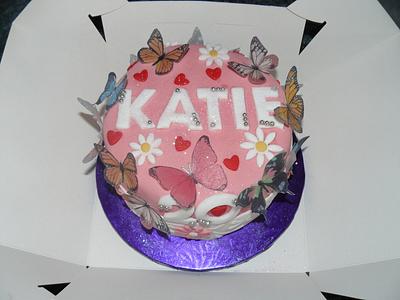 Pretty Pink Butterfly Glitter Cake - Cake by Krazy Kupcakes 